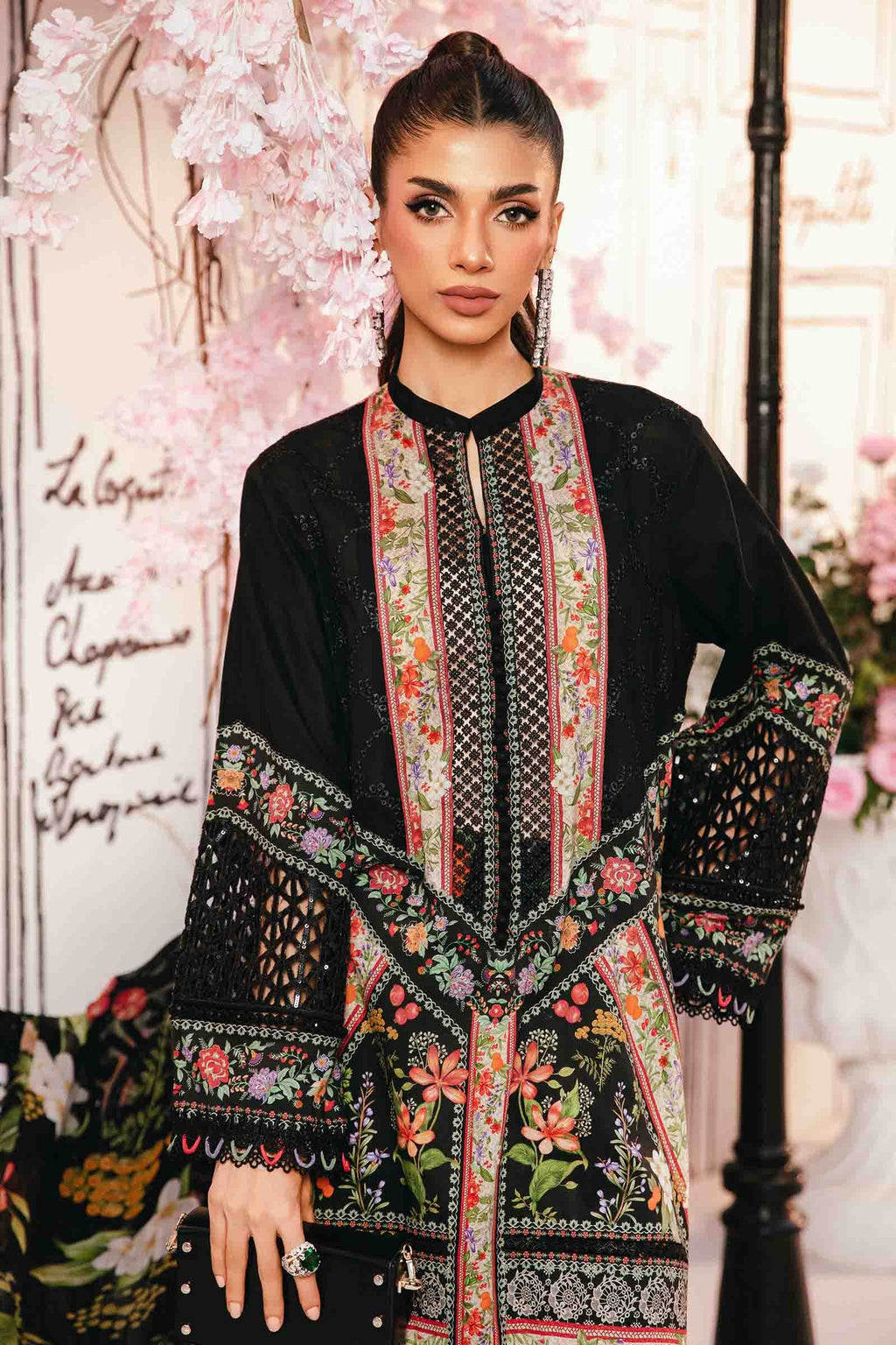 Noir Botanical - 3 Piece Embroidered Lawn Suit | Ready To Wear