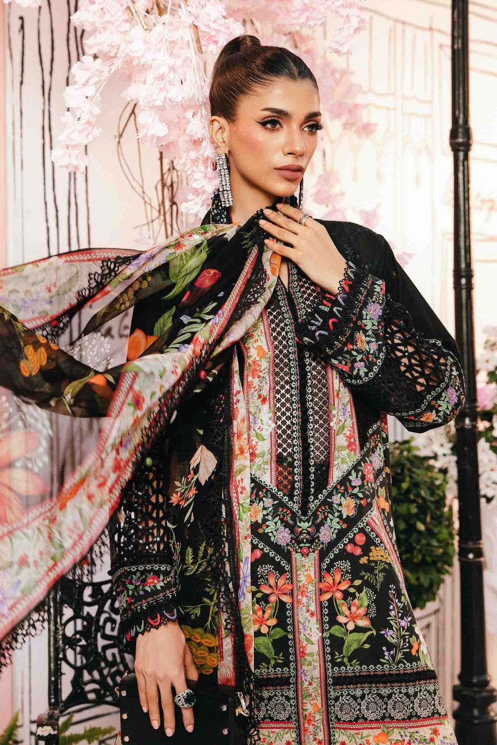 Noir Botanical - 3 Piece Embroidered Lawn Suit | Ready To Wear