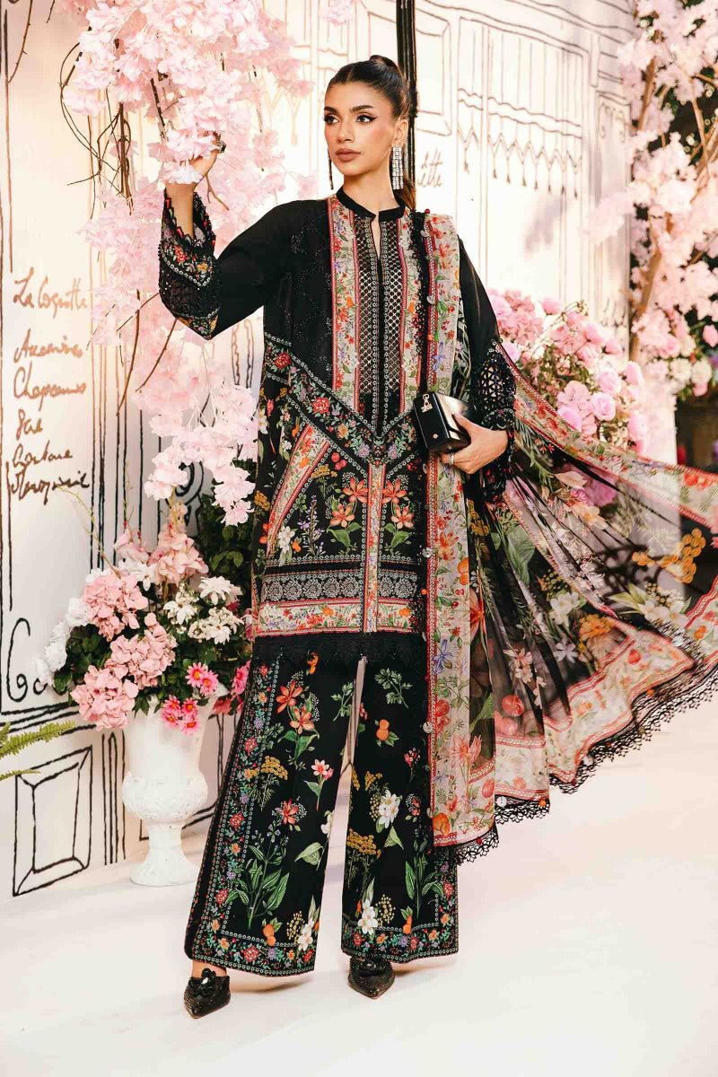 Noir Botanical - 3 Piece Embroidered Lawn Suit | Ready To Wear