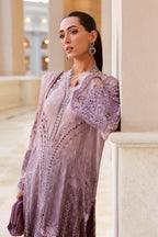 Lavender Printed Luxury Lawn Suit | Heavy Schiffli & Sequin Embroidery