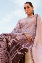 Lavender Printed Luxury Lawn Suit | Heavy Schiffli & Sequin Embroidery