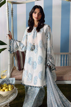Frosty Blue Paisley Luxury Embroidered Lawn Suit | Ready To Wear