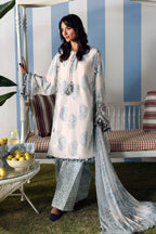 Frosty Blue Paisley Luxury Embroidered Lawn Suit | Ready To Wear
