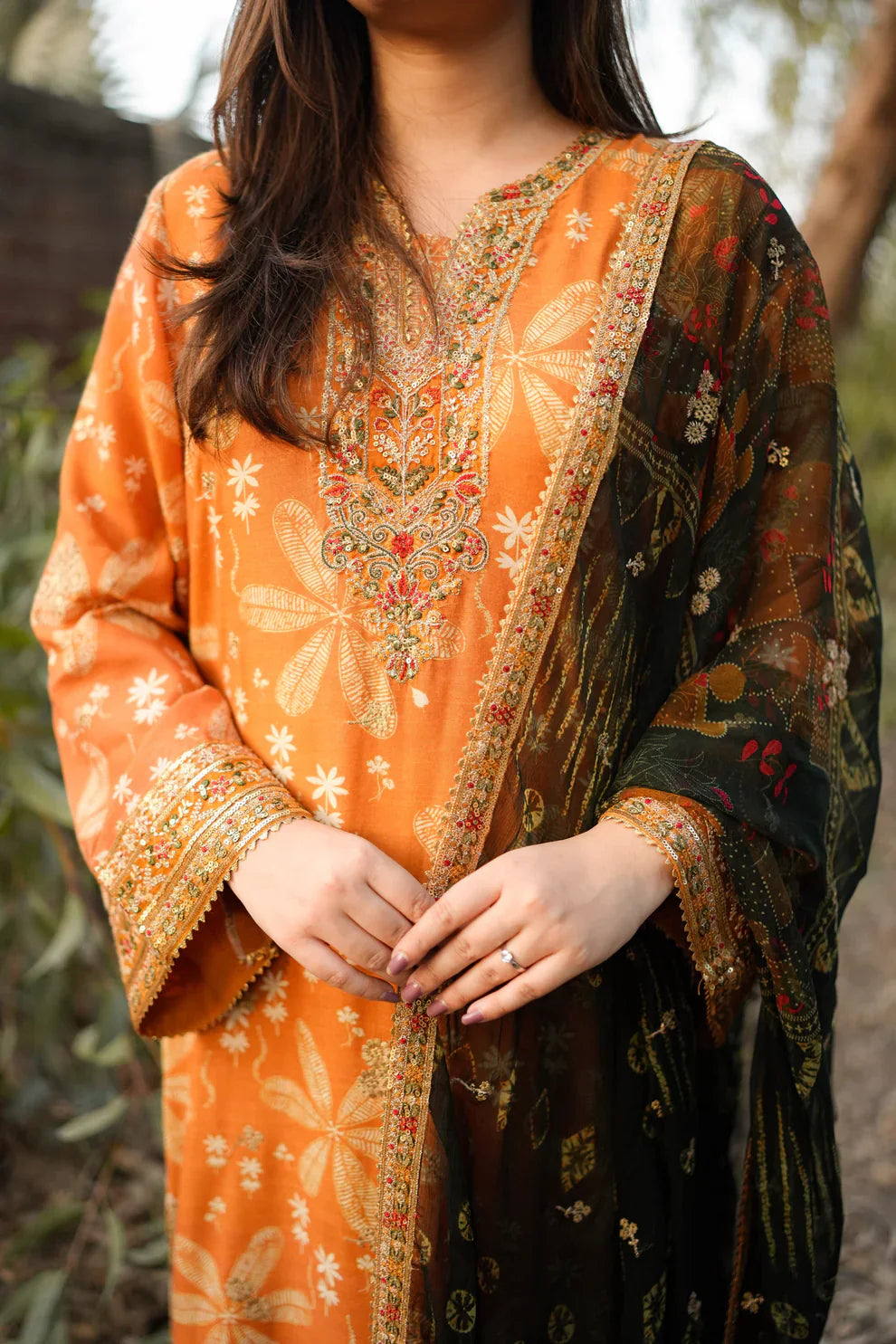Saffron Olive - 3 Piece Printed Lawn Suit | Ready To Wear