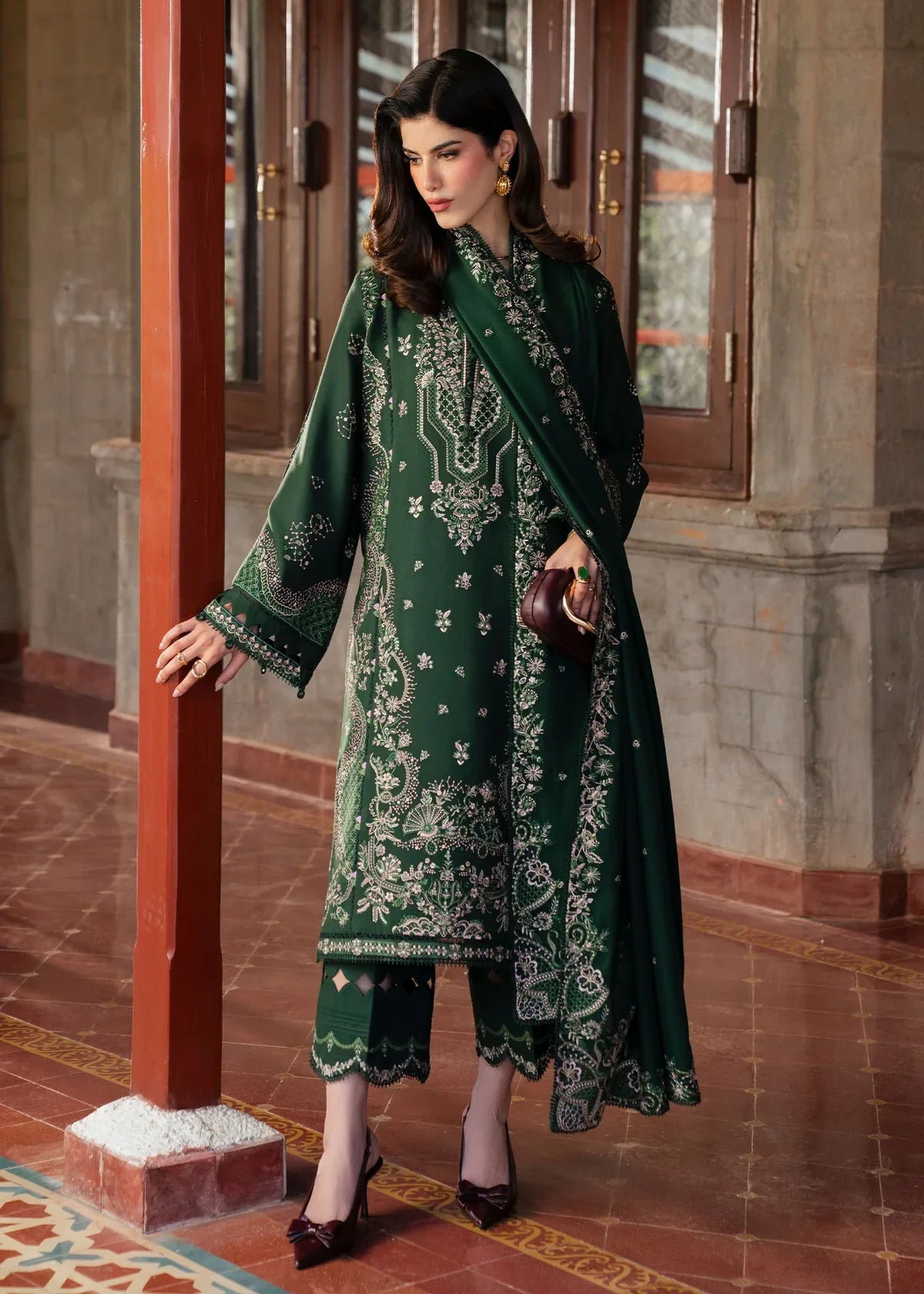 Forest Green - 3 Piece Embroidered Lawn Suit | Ready To Wear