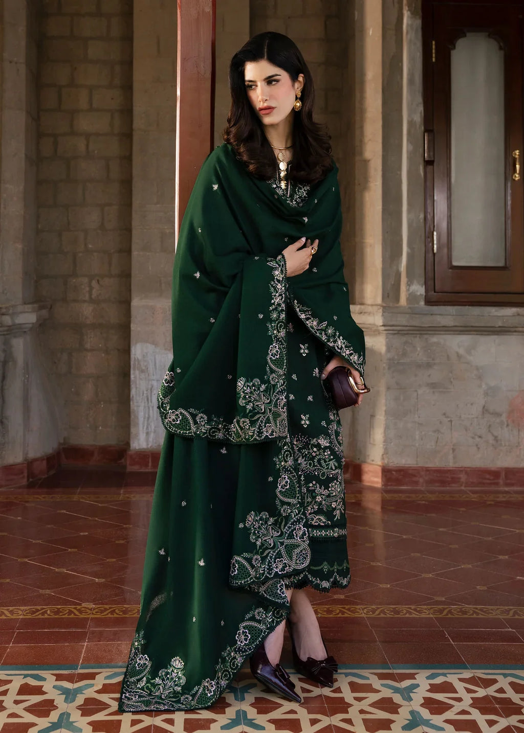 Forest Green - 3 Piece Embroidered Lawn Suit | Ready To Wear