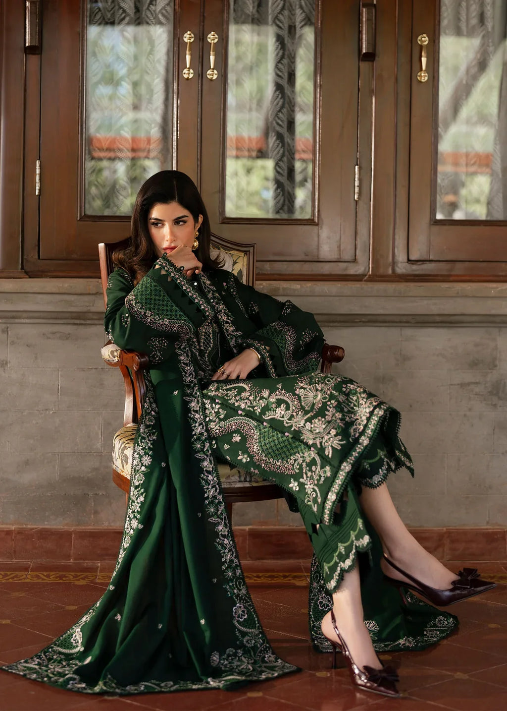 Forest Green - 3 Piece Embroidered Lawn Suit | Ready To Wear