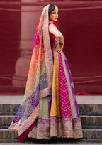Multi-Color Raw Silk Embroidered Lehenga Set | Ready To Wear