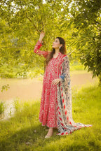 Ruby White - 03 Piece Printed Lawn Suit | Ready To Wear