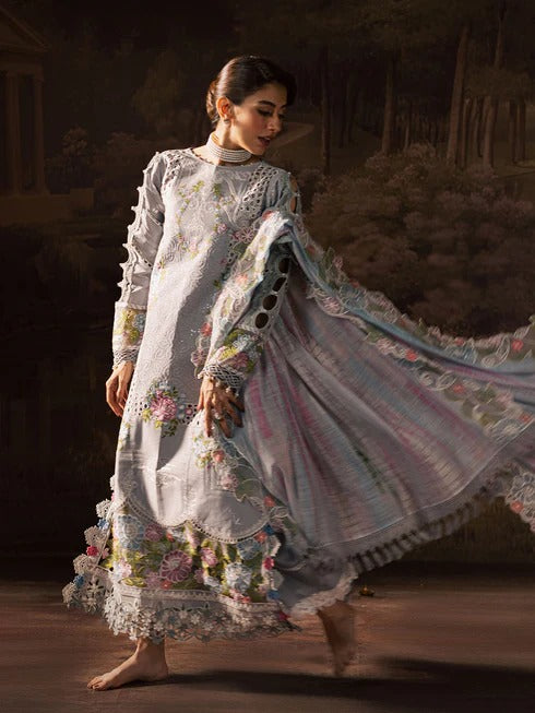 3Pcs Chikankari Multi Embroidery Cotton Lawn Dress