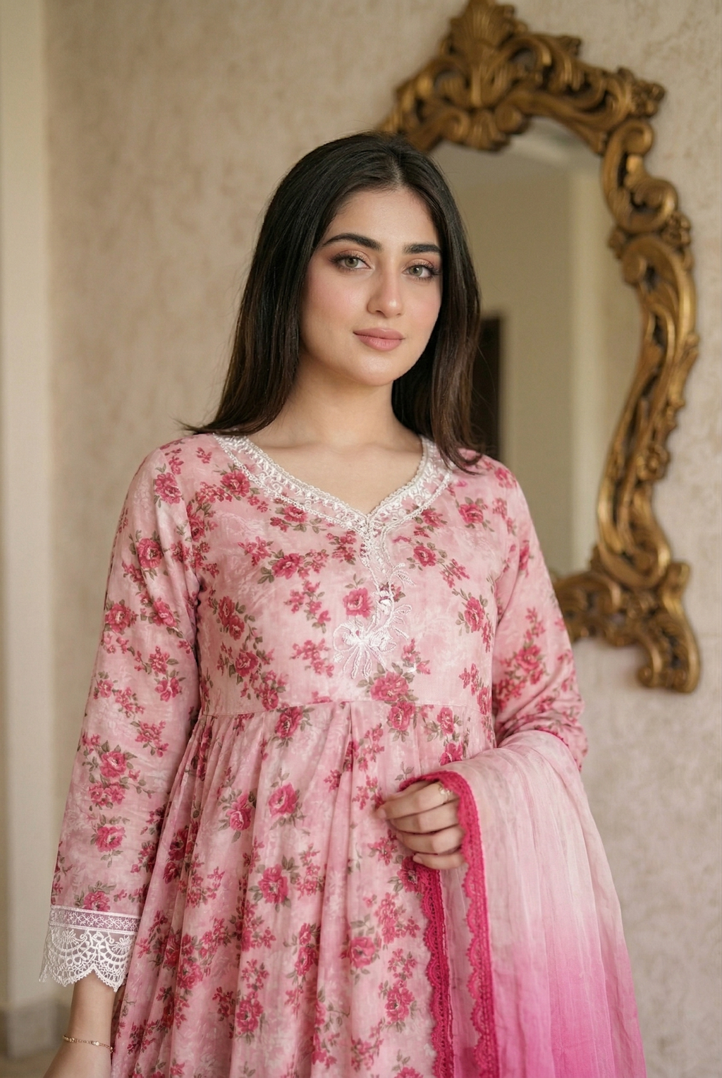 03-Piece Printed Lawn Frock - Ready To Wear