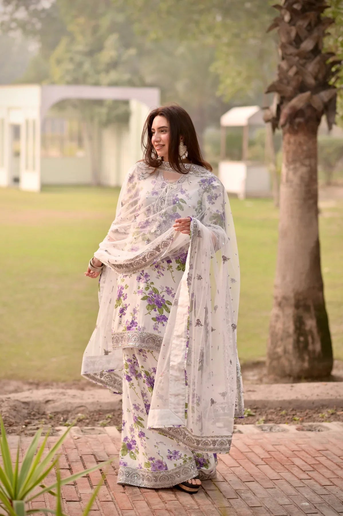 Ivory & Violet Floral - 3 Piece Embroidered Lawn Suit | Ready To Wear
