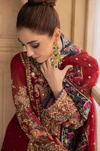 Ruby Red - Embroidered Chiffon Suit | Ready To Wear