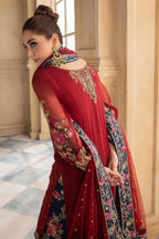 Ruby Red - Embroidered Chiffon Suit | Ready To Wear