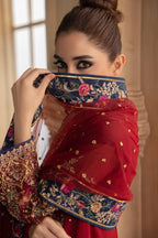 Ruby Red - Embroidered Chiffon Suit | Ready To Wear