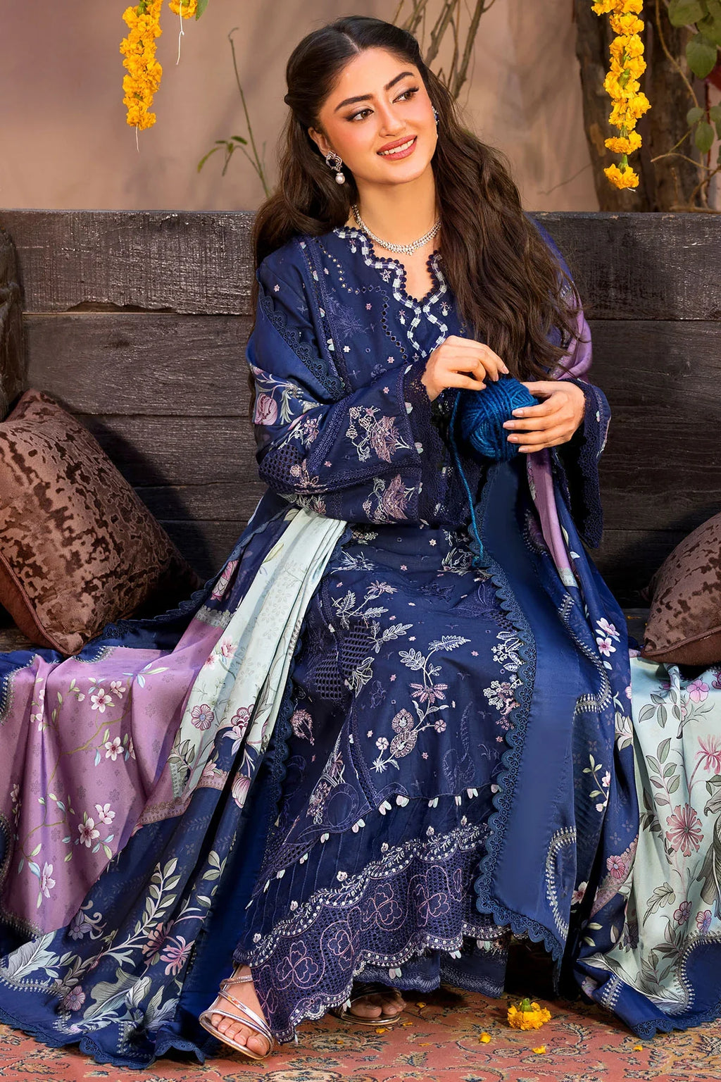 Midnight Blue - 3 Piece Embroidered Lawn Suit | Ready To Wear