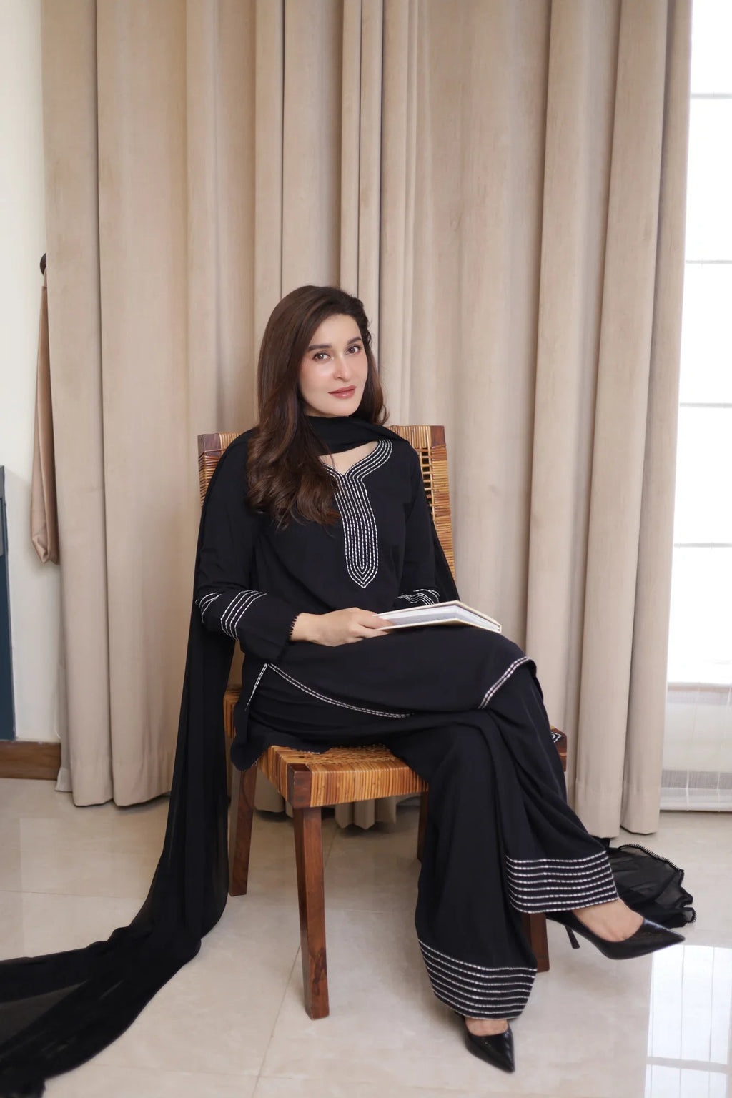 Noir Linear Elegance - 3 Piece Suit | Ready To Wear