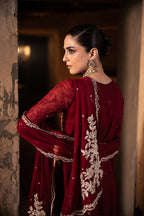 Maroon Sequence Chiffon Formal Suit | Ready To Wear