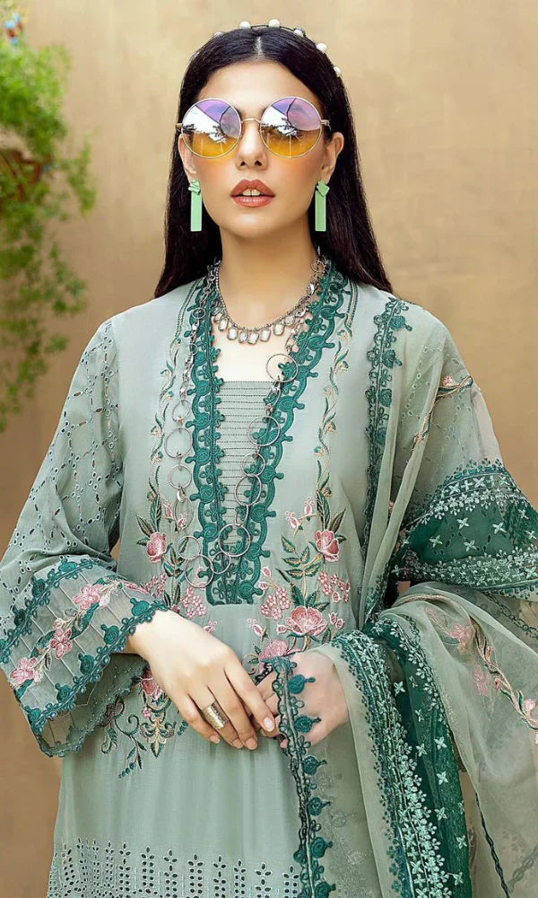 Sage Green Schiffli Elegance - 3 Piece Suit | Ready To Wear