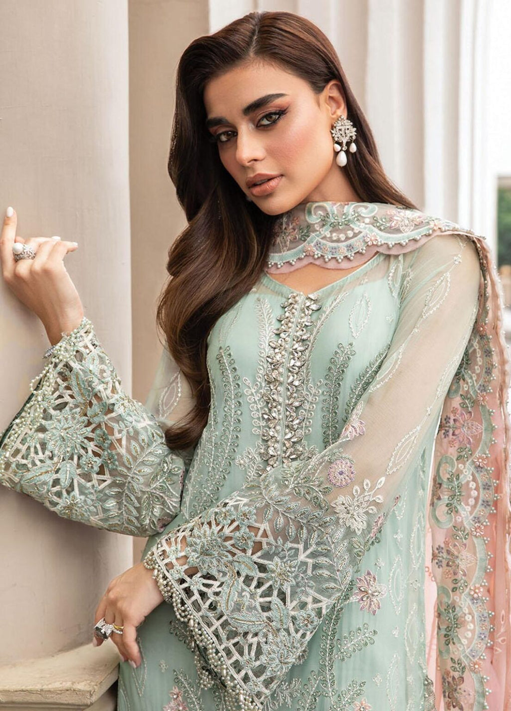 Pearl Mint - 3 Piece Chiffon Suit | Ready To Wear