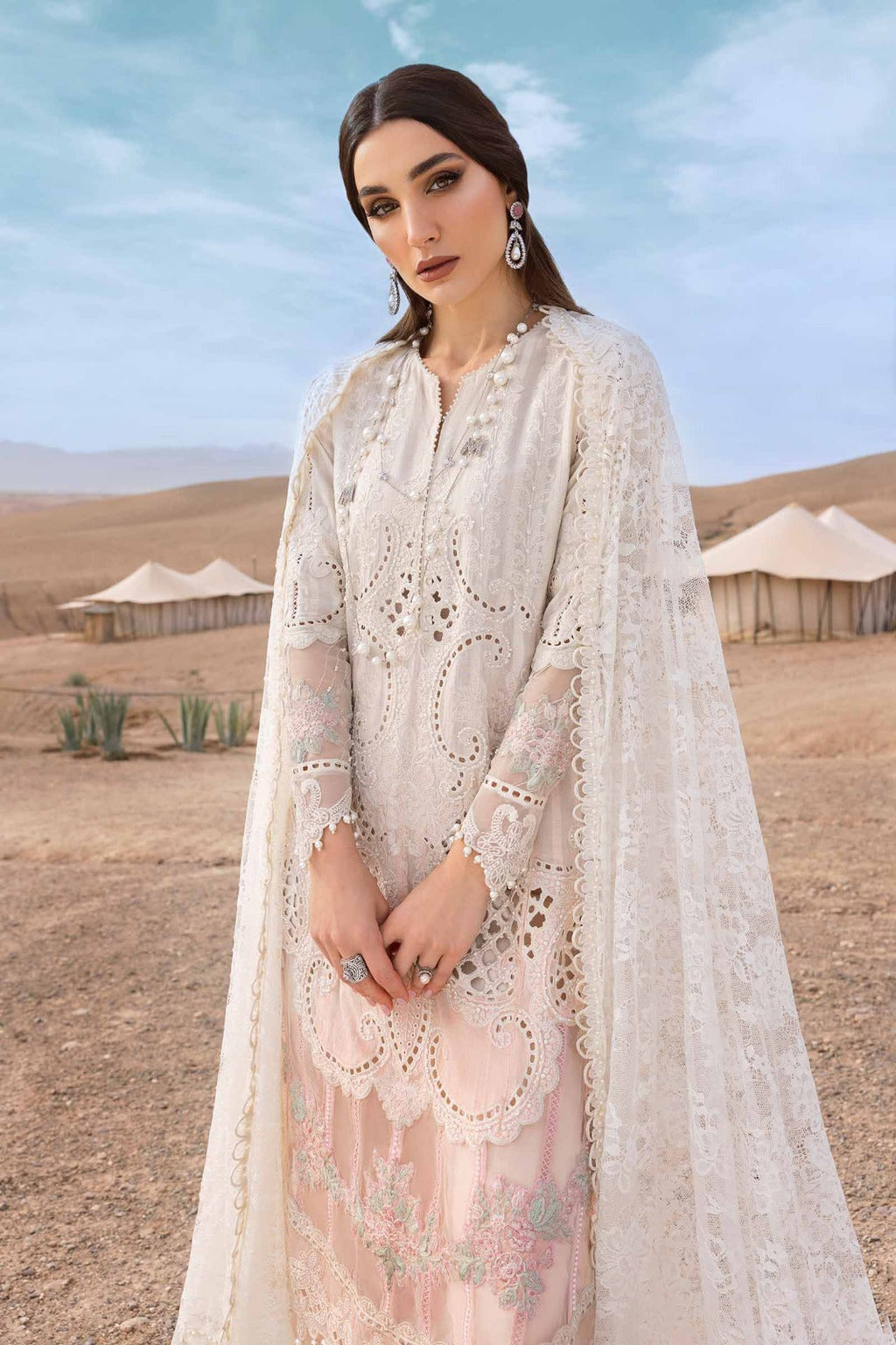 03-Piece Embroidered Luxury Chikankari Lawn - Ready To Wear