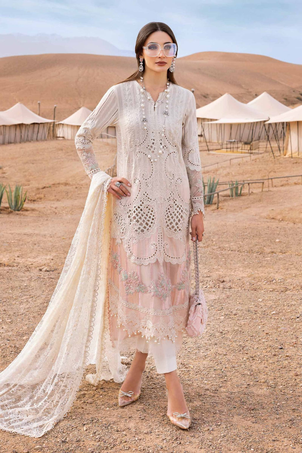 03-Piece Embroidered Luxury Chikankari Lawn - Ready To Wear