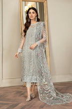 3-Piece Premium Net Ensemble with Silk Trouser