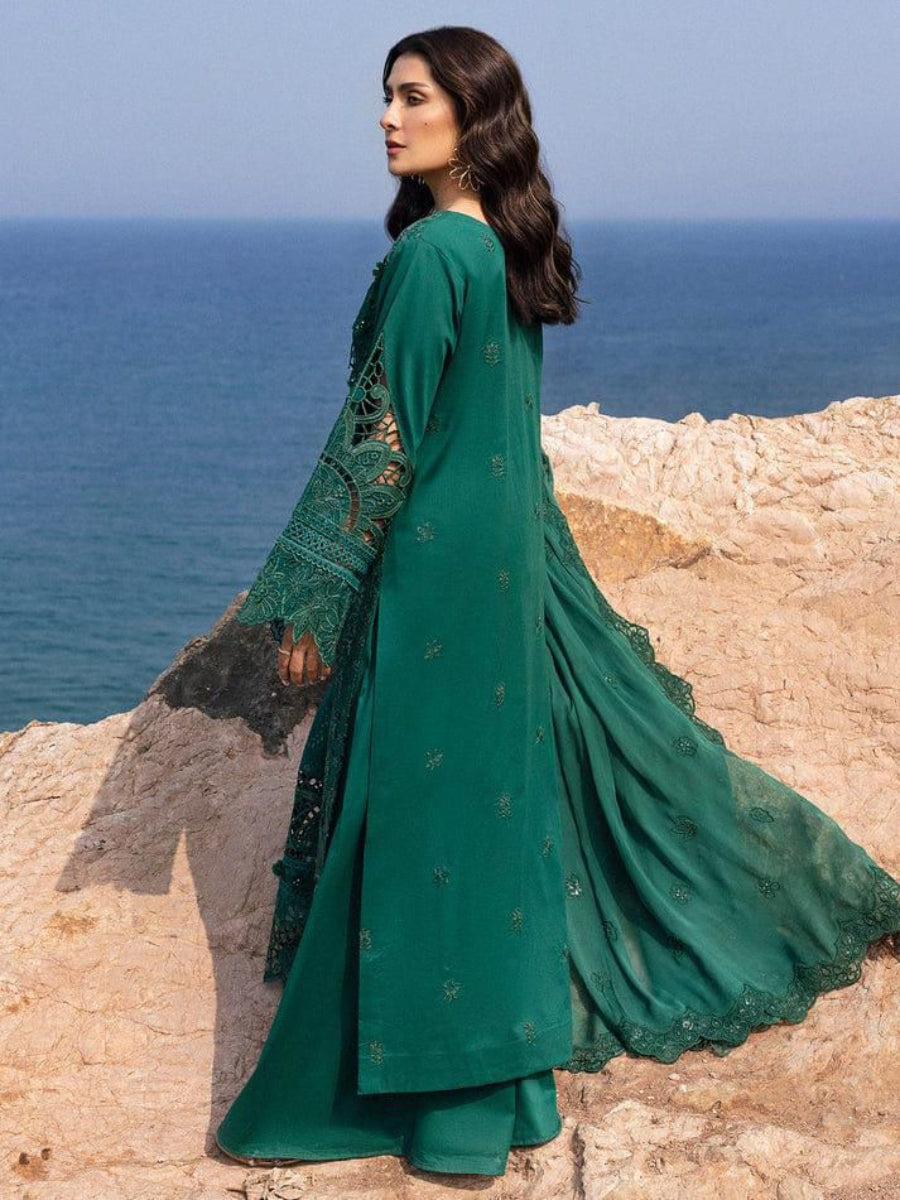 Emerald Green Chikankari Lawn Suit | Ready-to-Wear 3-Piece Set