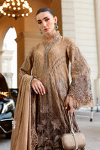 Ombre Mocha Elegance - 3 Piece Embroidered Cotton Suit | Ready To Wear