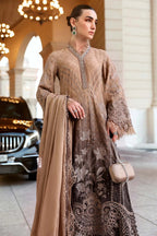 Ombre Mocha Elegance - 3 Piece Embroidered Cotton Suit | Ready To Wear