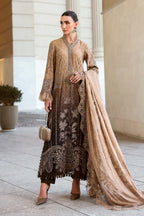 Ombre Mocha Elegance - 3 Piece Embroidered Cotton Suit | Ready To Wear