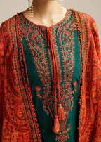 Emerald & Rust Heritage - 3 Piece Embroidered Lawn Suit | Ready To Wear