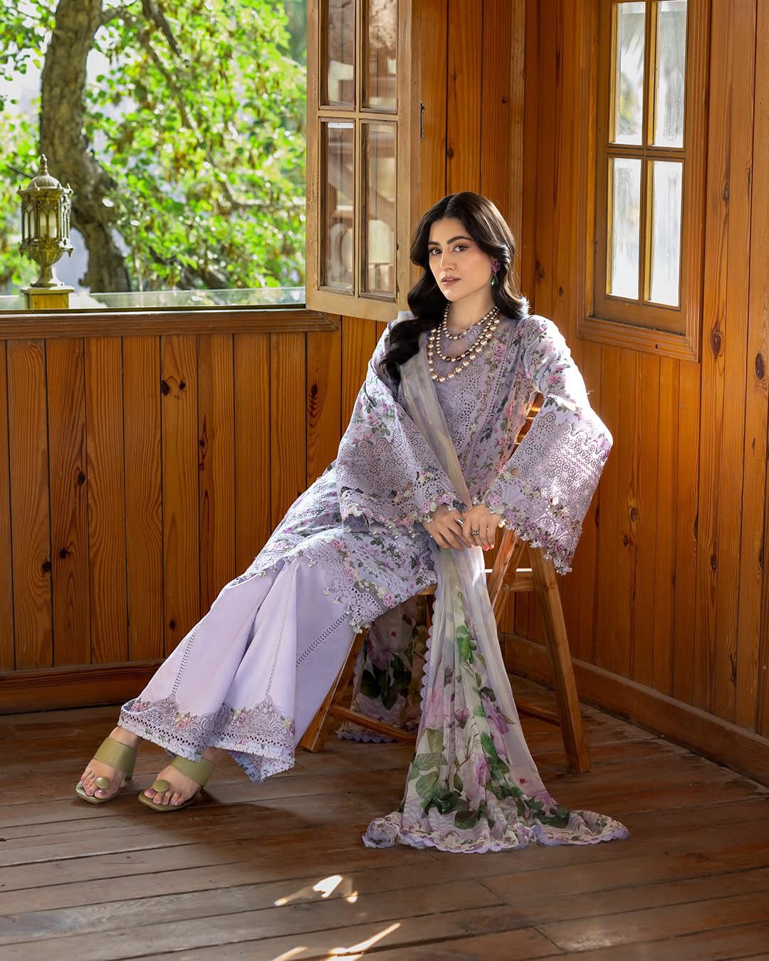 Lilac Botanical Bloom - 3PC Cutwork Lawn Suit | Ready To Wear
