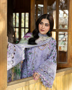 Lilac Botanical Bloom - 3PC Cutwork Lawn Suit | Ready To Wear