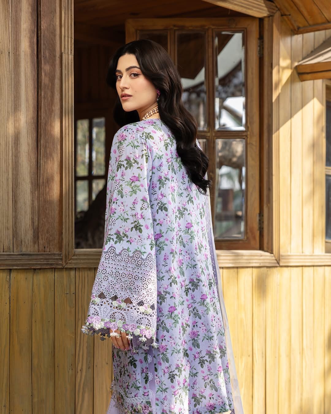 Lilac Botanical Bloom - 3PC Cutwork Lawn Suit | Ready To Wear
