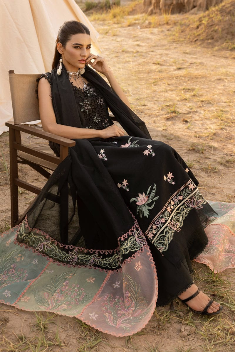 Midnight Botanical Elegance - 3 Piece Lawn Suit | Ready To Wear