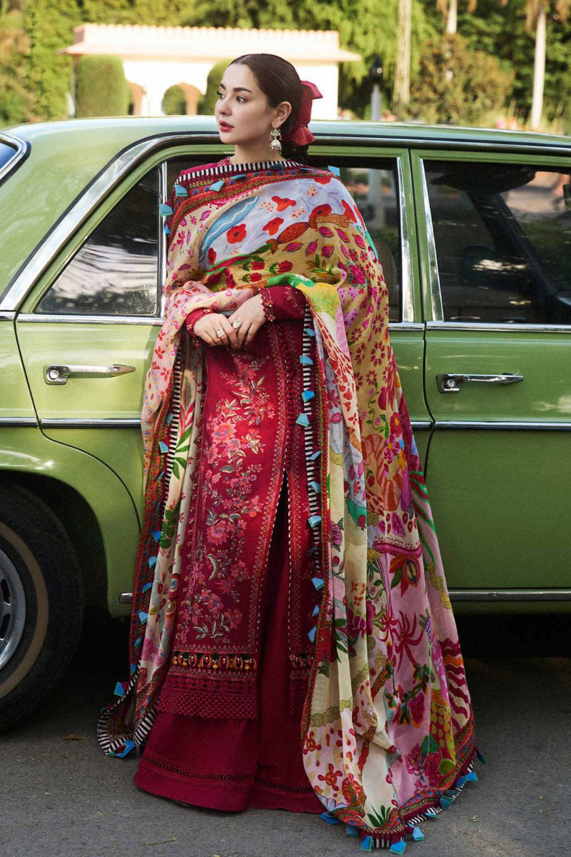 Ruby Red - 3 Piece Embroidered Lawn Suit | Ready To Wear
