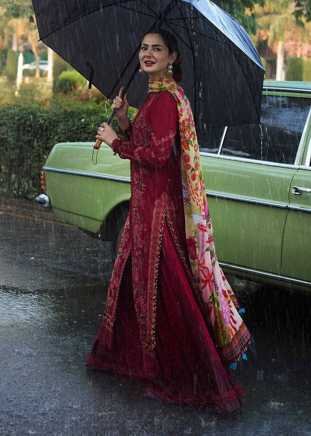 Ruby Red - 3 Piece Embroidered Lawn Suit | Ready To Wear