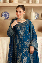 Teal Dusk - Embroidered Chiffon Suit With Organza Dupatta | Ready To Wear