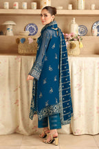 Teal Dusk - Embroidered Chiffon Suit With Organza Dupatta | Ready To Wear