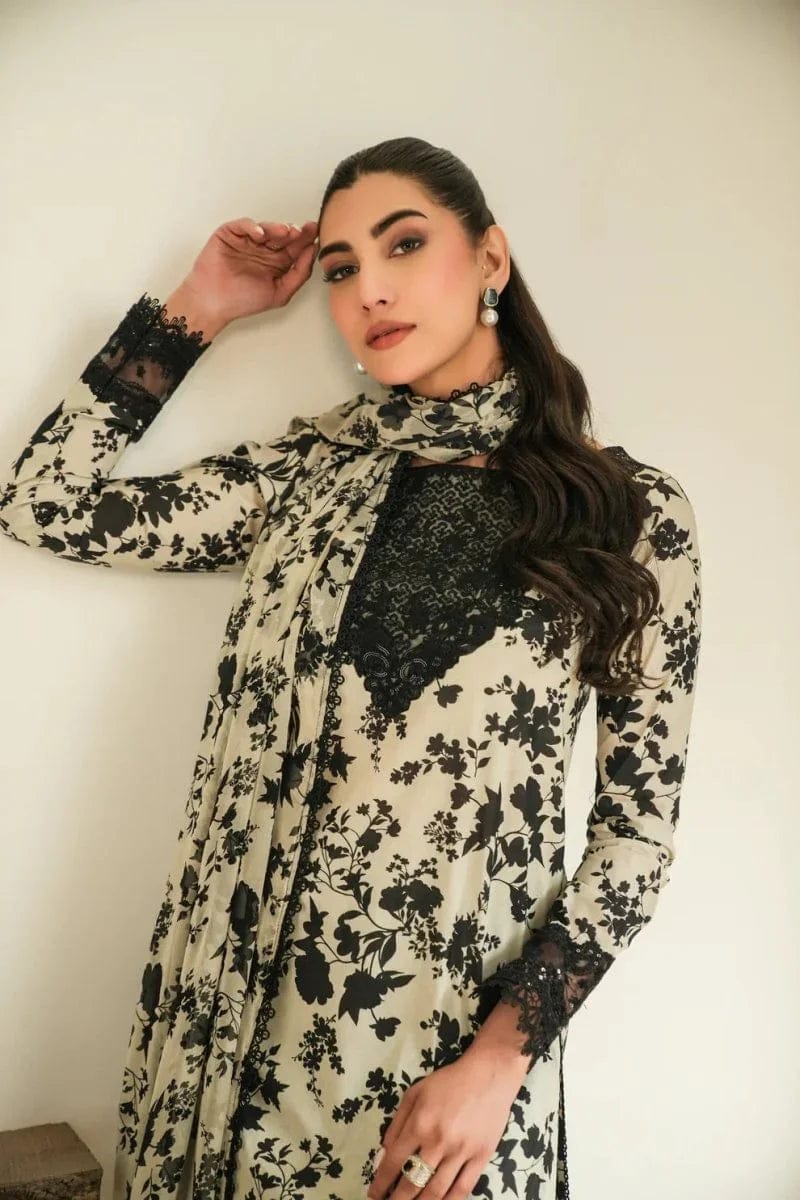 03-Piece Printed Lawn Suit With Chiffon Dupatta | Ready To Wear