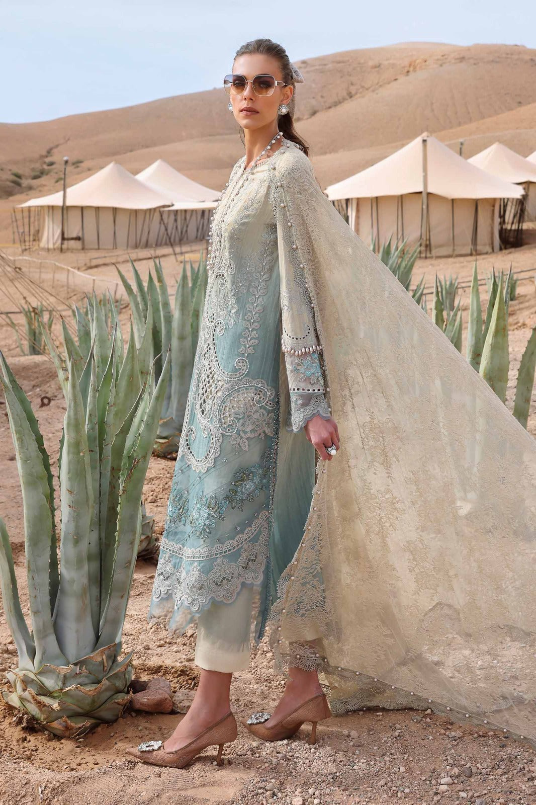 03-Piece Embroidered Luxury Chikankari Lawn - Ready To Wear