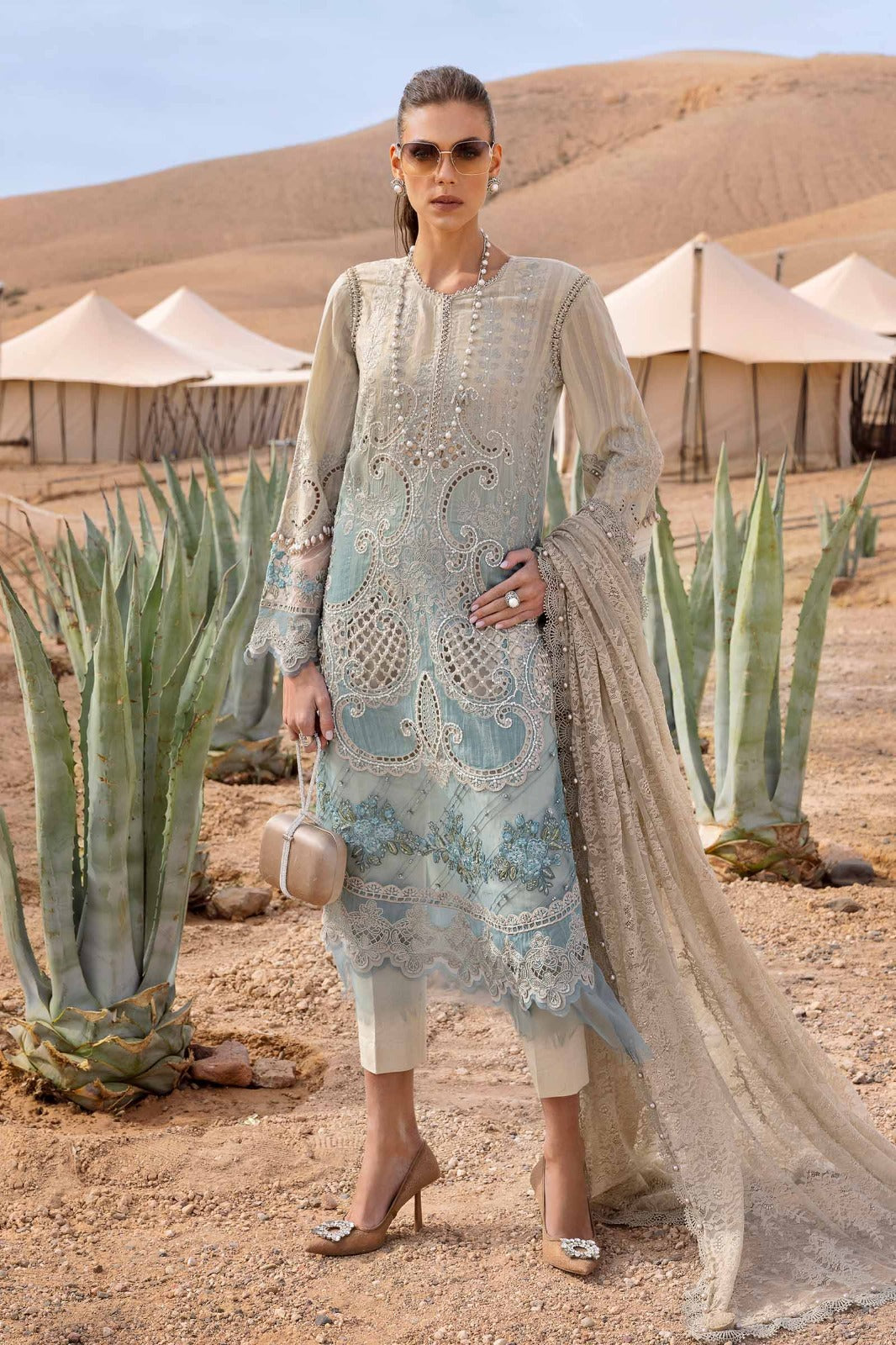 03-Piece Embroidered Luxury Chikankari Lawn - Ready To Wear