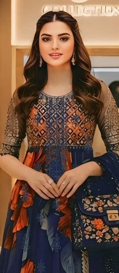 03-Piece Printed Lawn Suit - Ready To Wear