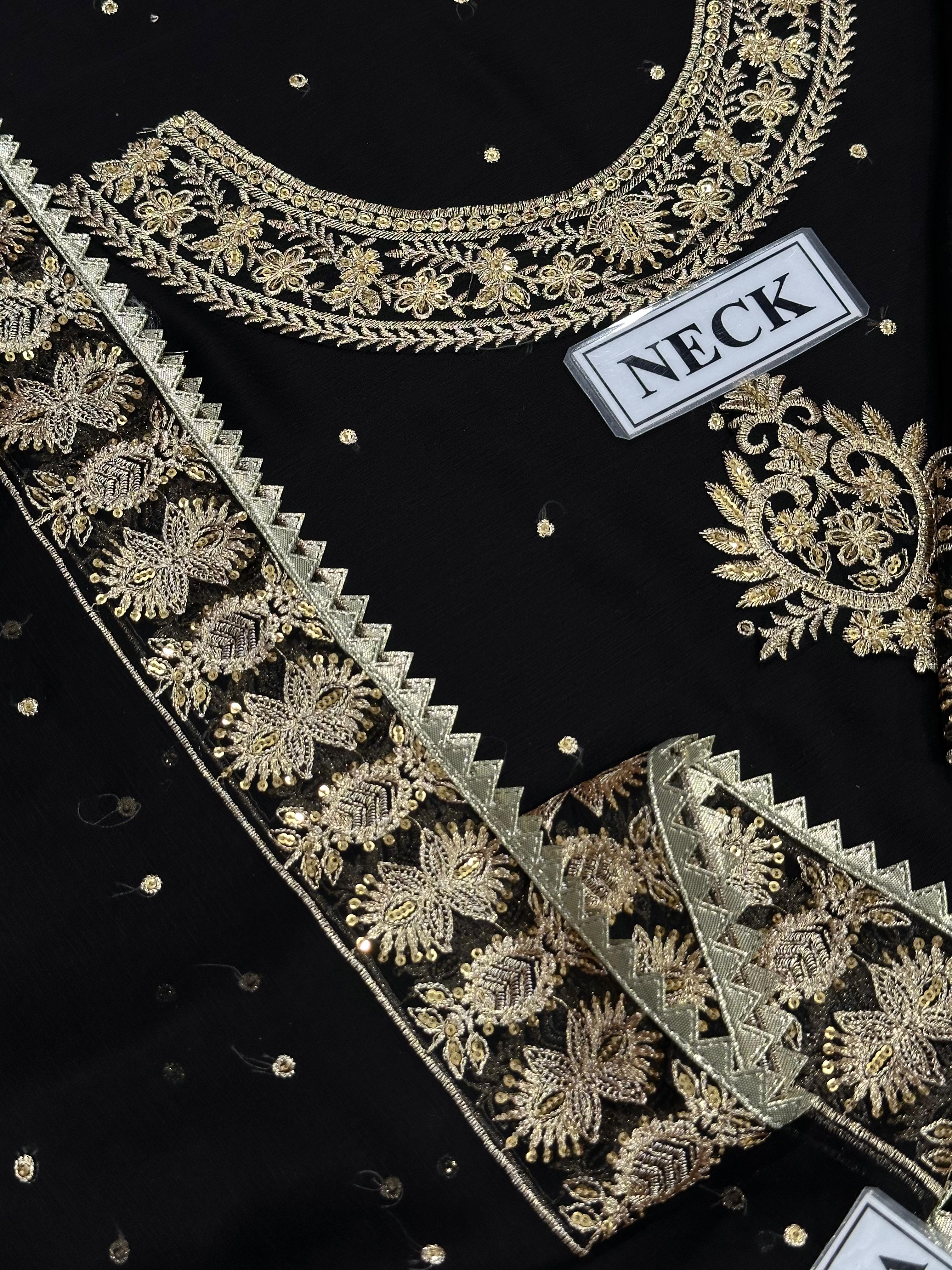 Black Sequin Garara Suit | Stitched 3-Piece Dress