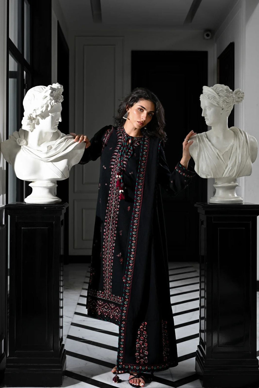 3 Piece Embroidered Cambric Suit | Ready To Wear