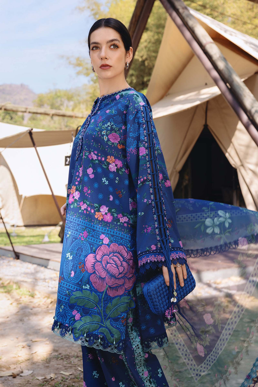 Royal Blue - 3 Piece Printed Lawn Suit | Ready To Wear