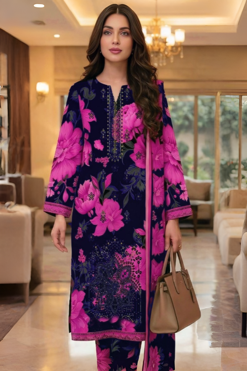 03-Piece Printed Lawn Suit - Ready To Wear