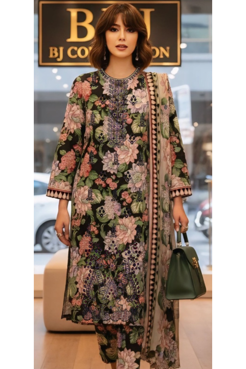 03-Piece Printed Lawn Suit - Ready To Wear