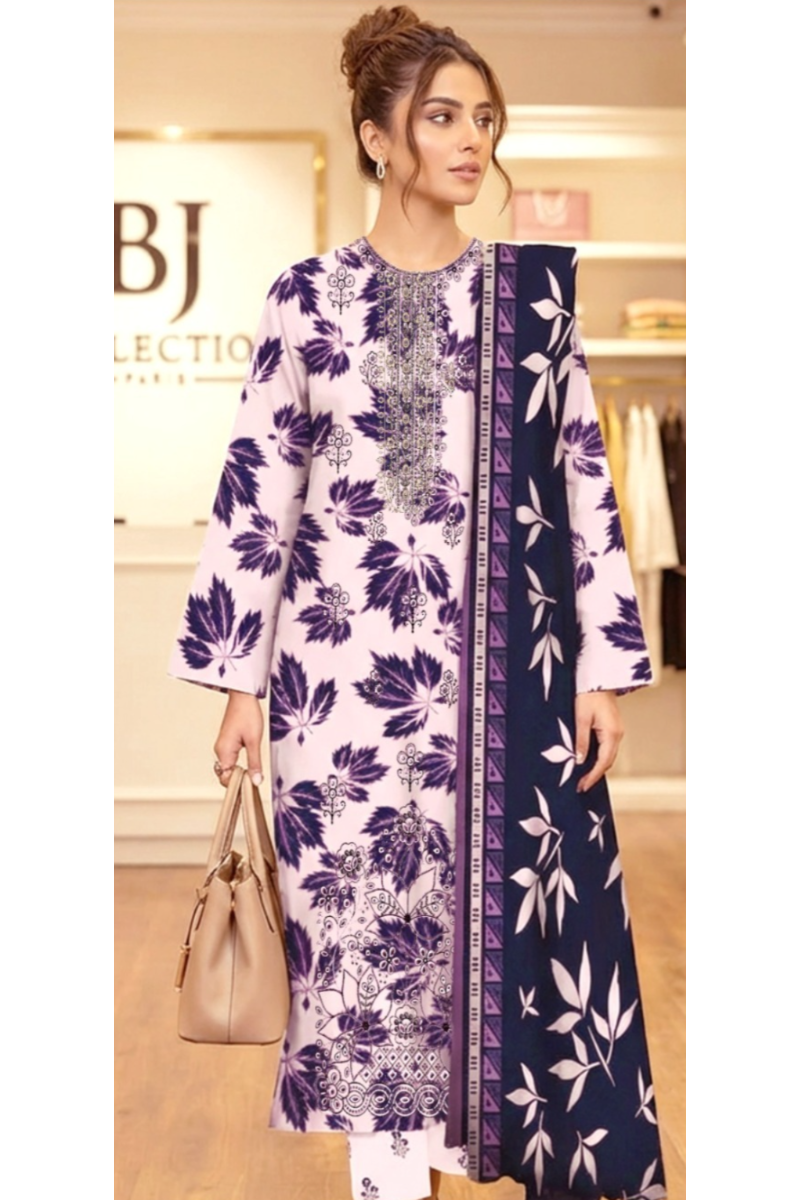 03-Piece Printed Lawn Suit - Ready To Wear